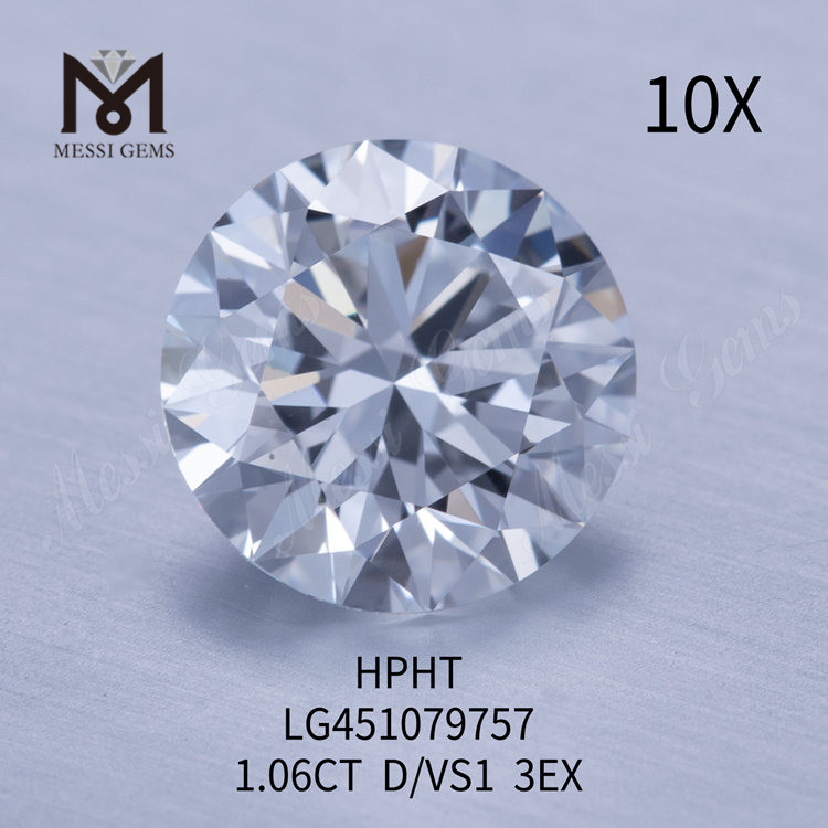 1.06カラットHPHTDVS1RDEXカットグレードラボダイヤモンド