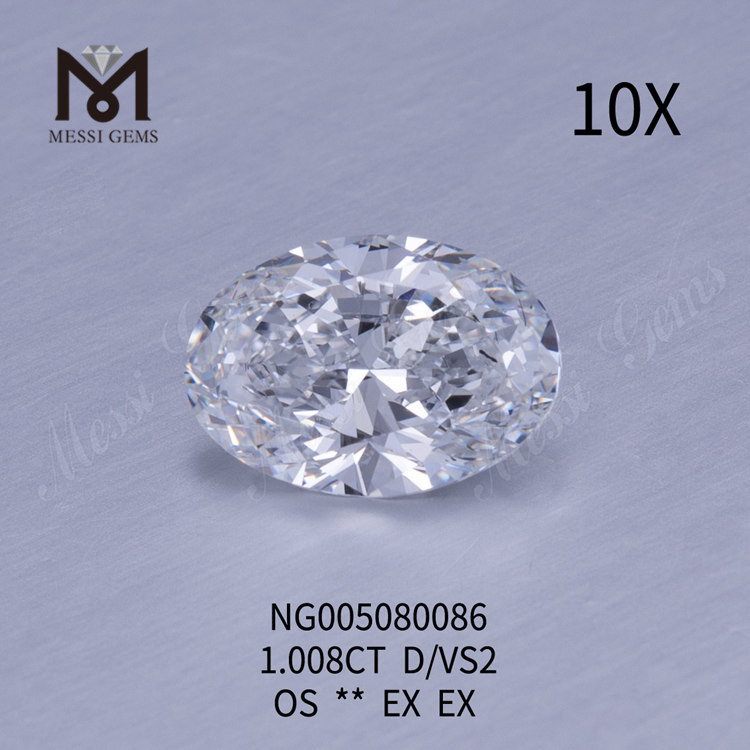 オーバルDルースラボ成長ダイヤモンド1.008ctVS2