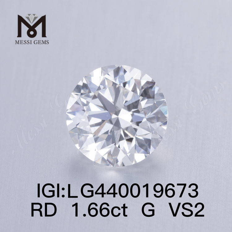 1.66カラットGVS2IDEALラウンドラボ成長ダイヤモンド