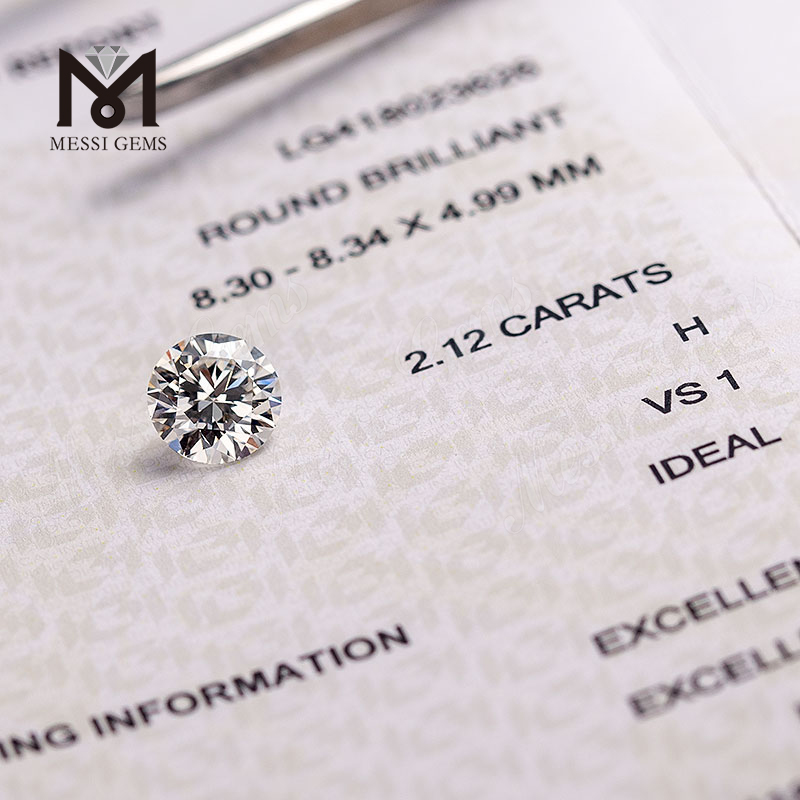 2.12ct H / VS13EXIGI証明書リングファクトリー卸売ラボで成長したダイヤモンドを製造するための合成ダイヤモンド